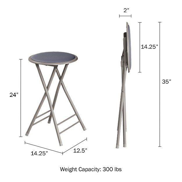 Trademark Home Heavy duty 24 inch Folding Stools With Padded Seats Gray Set Of 2