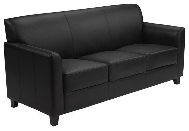 Bowery Hill Diplomat Leather Sofa in Black   Contemporary   Sofas   by Homesquare  Houzz