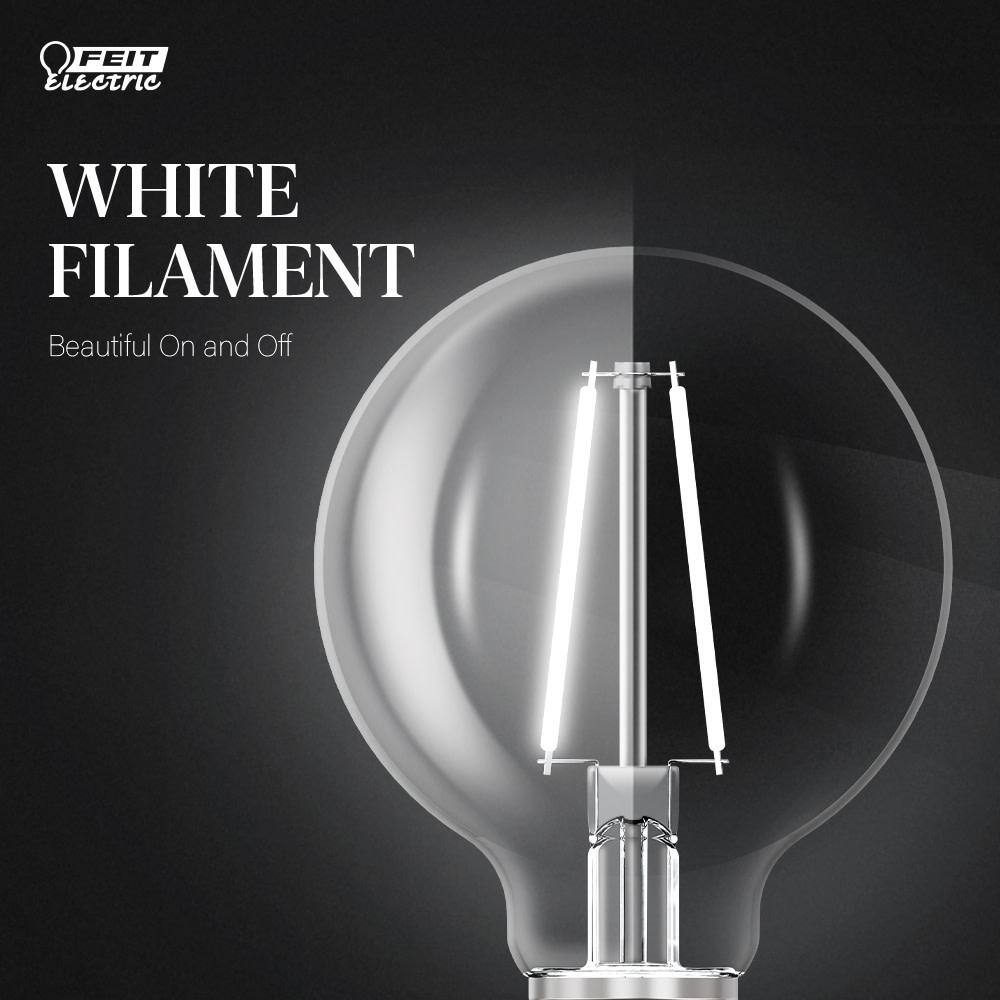 Feit Electric 60-Watt Equivalent G25 Dimmable White Filament CEC Clear Glass LED Globe Light Bulb Daylight 5000K (3-Pack) G2560950CAWFILHDRP3