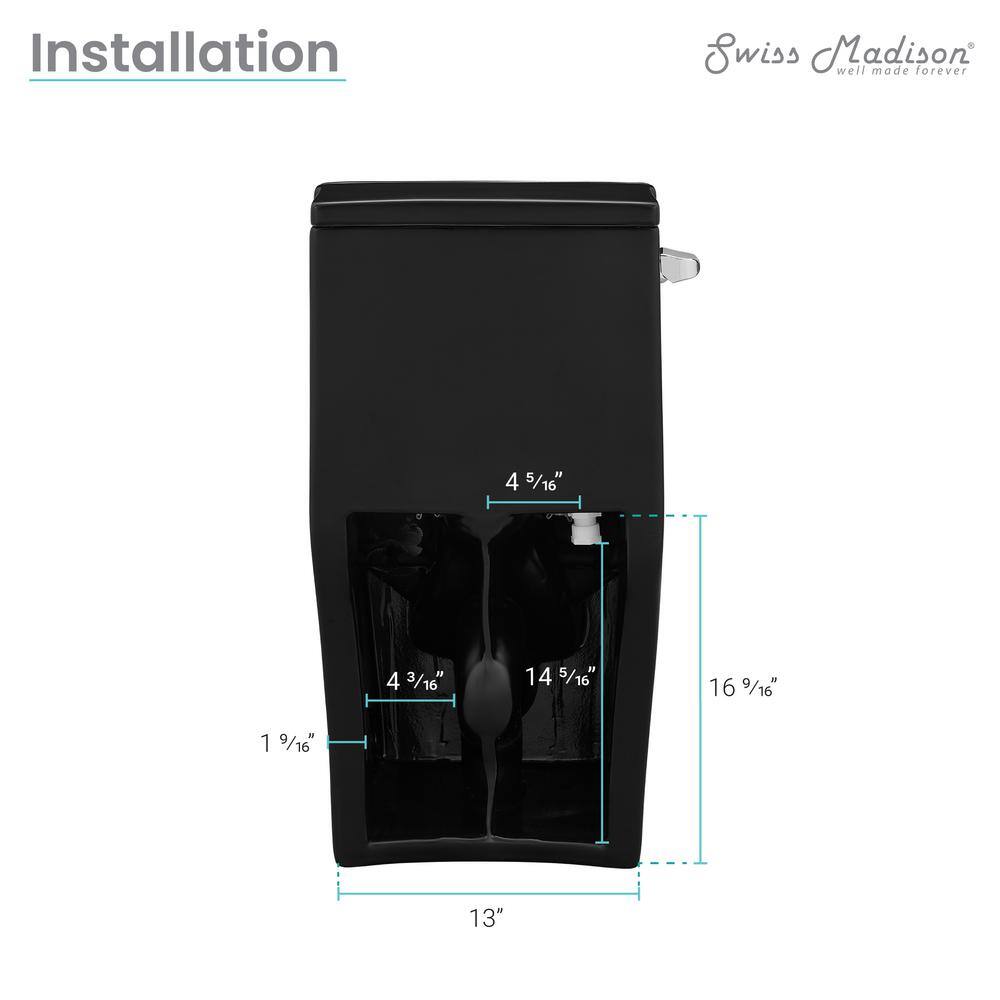 Swiss Madison Concorde 1-piece 1.28 GPF Single Flush Square Toilet in Matte Black Seat Included SM-1T107MB