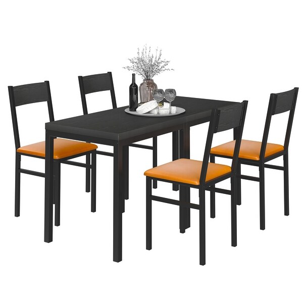 3-Piece Dining Table Set with 2 Cushioned Chairs for Kitchen Apartment