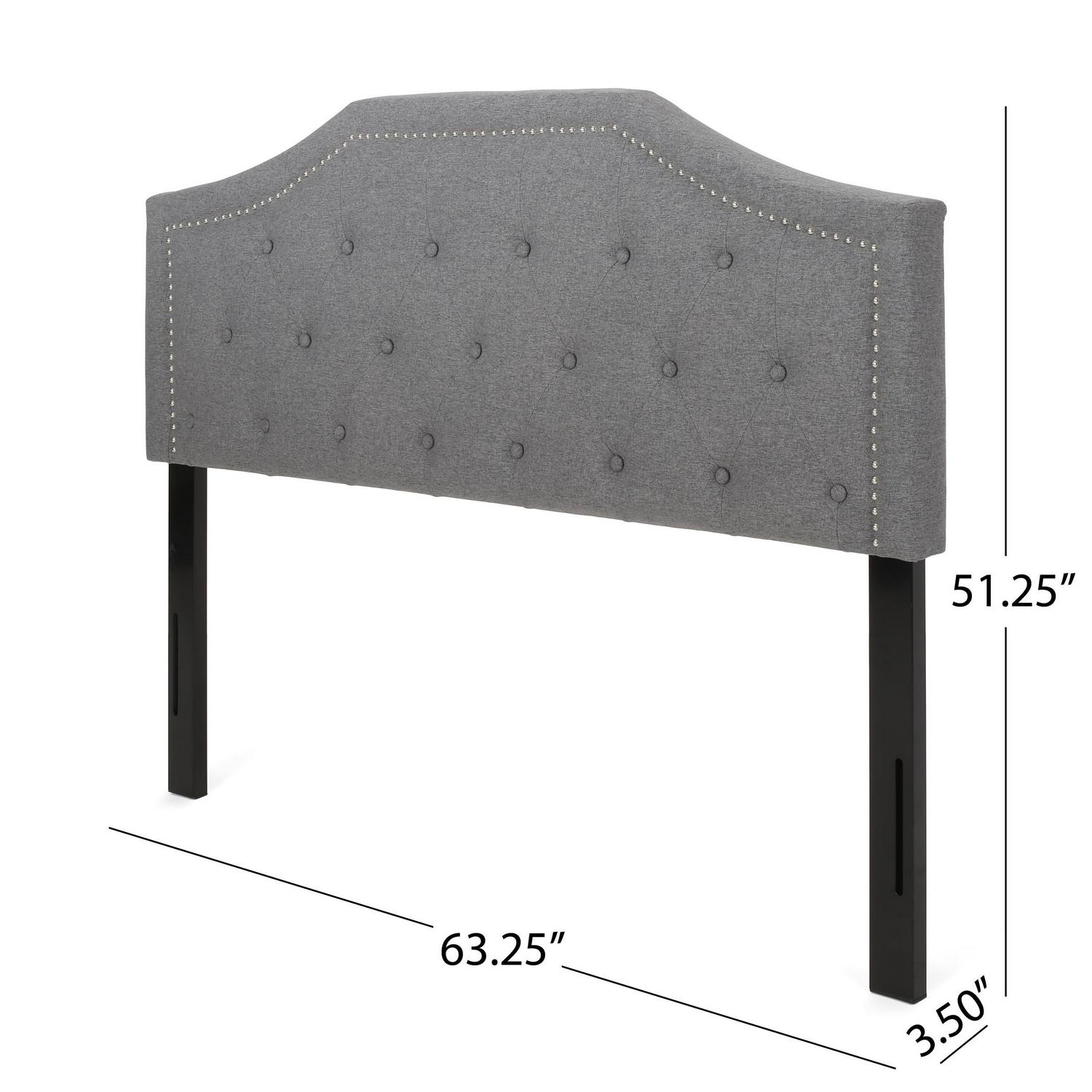 Noble House Rigley Contemporary Fabric Upholstered Queen/Full Headboard， Charcoal Gray and Black