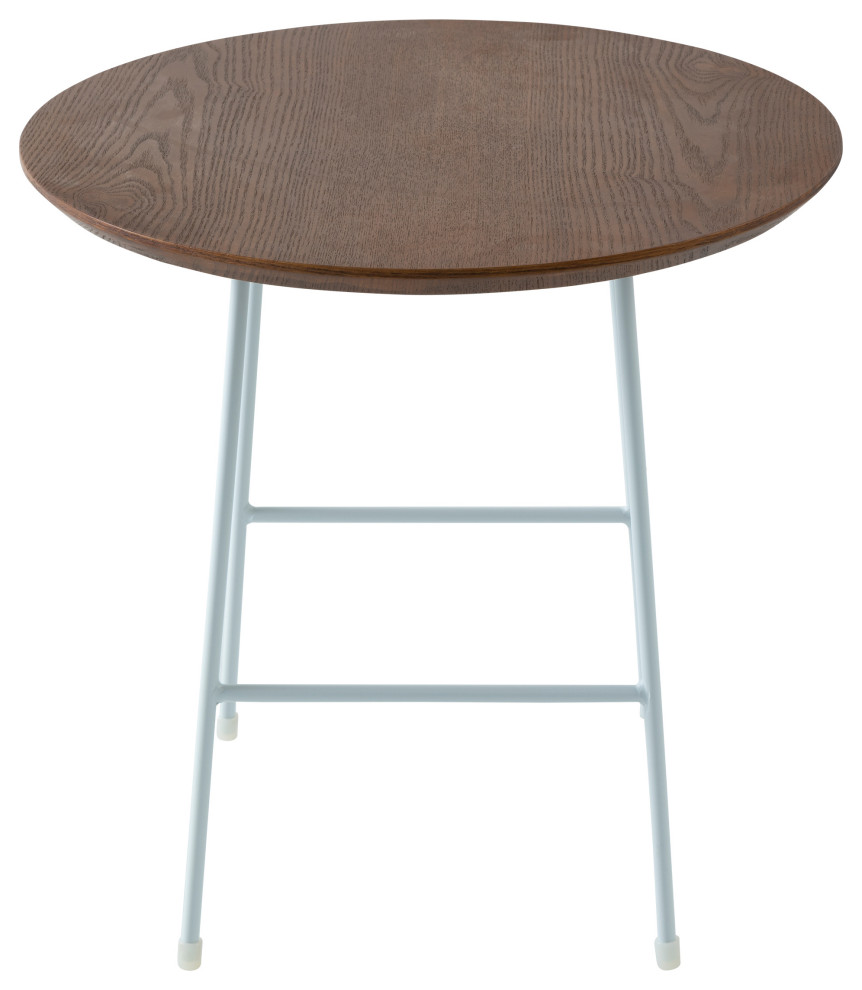 LeisureMod Rossmore Modern Round Side Table With White Steel Frame   Midcentury   Side Tables And End Tables   by LeisureMod  Houzz