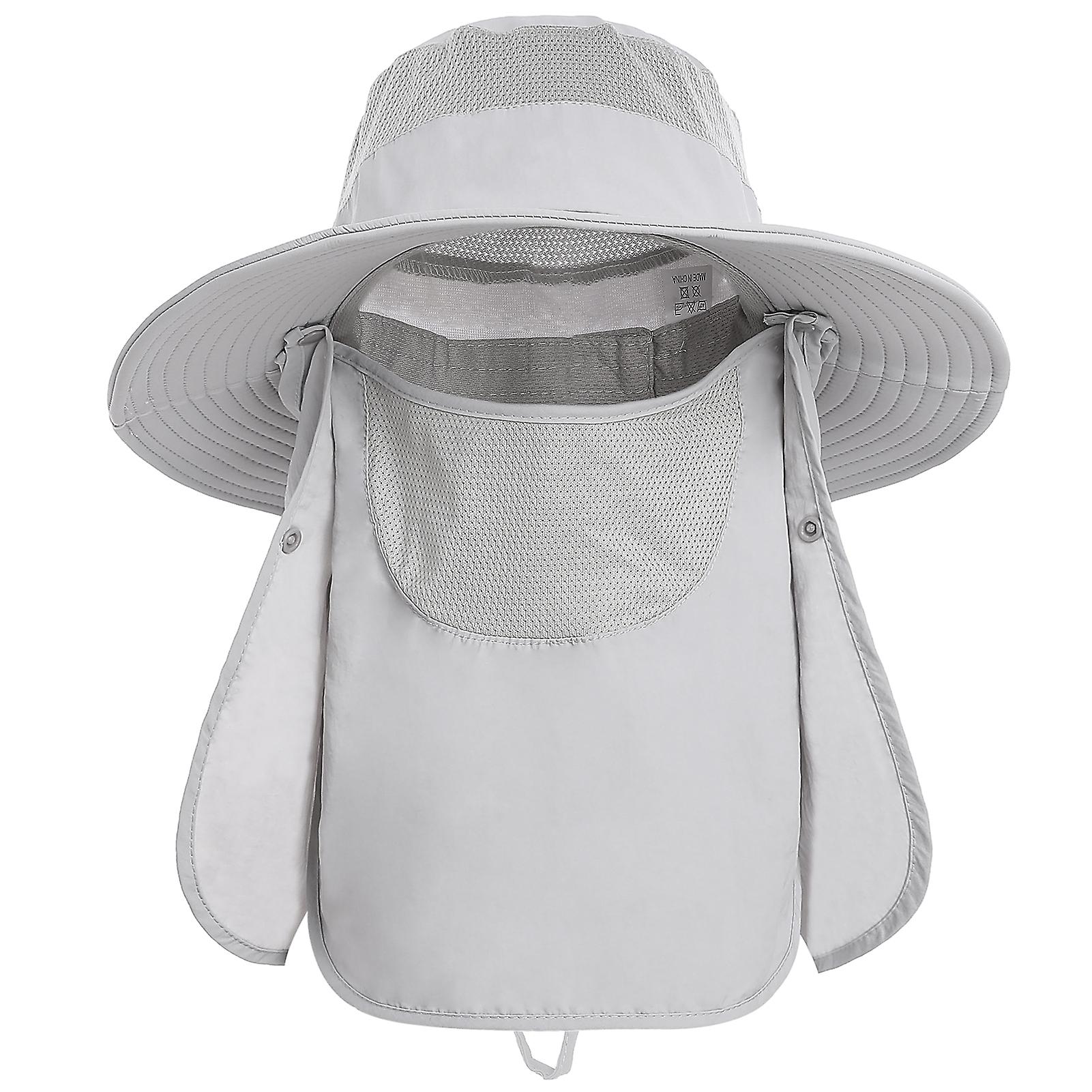 Wide Brim Sun Hat With Detachable Neck Flap And Face Cover Men Women Fishing Cap Outdoor Travel Hat