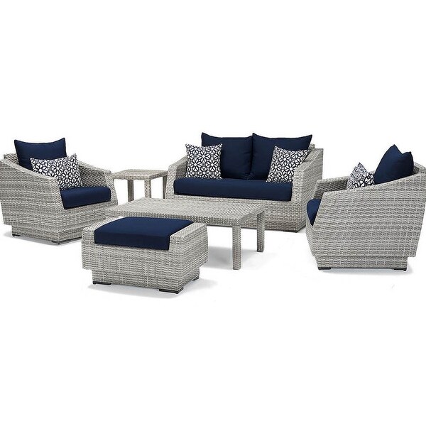 Cannes 6 Piece Sunbrella Outdoor Patio Love and Club Seating Set