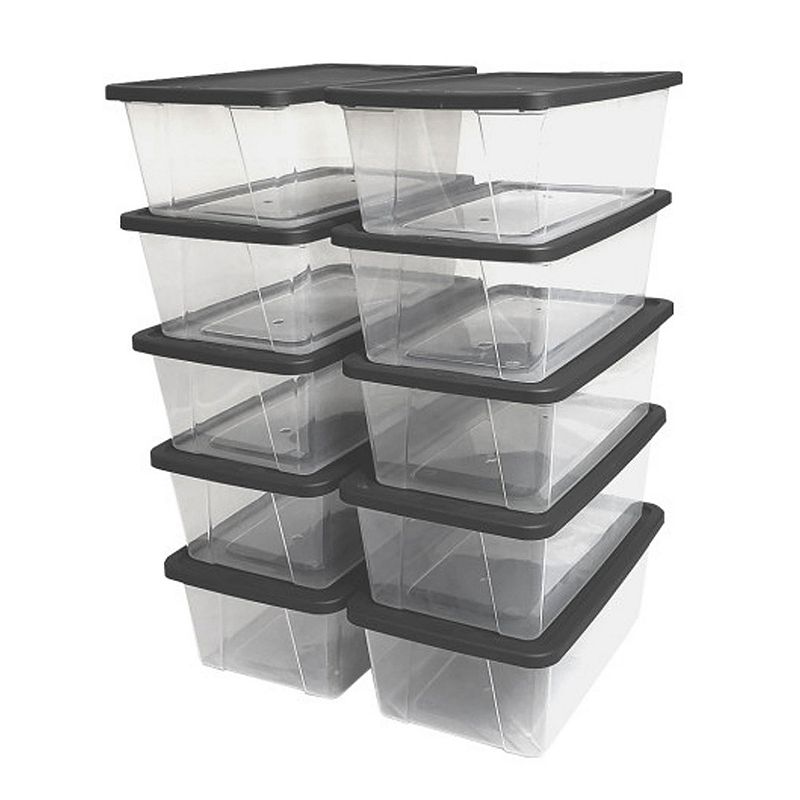 Homz Snaplock 6 Quart Clear Organizer Storage Container Bin with Lid (10 Pack)