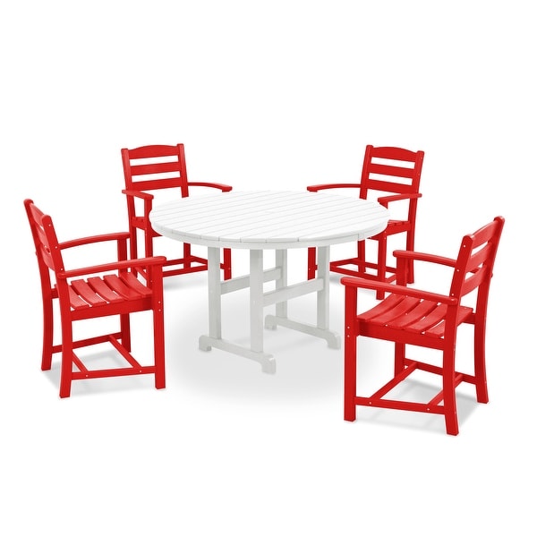 POLYWOOD La Casa Café 5Piece Round Farmhouse Dining Set