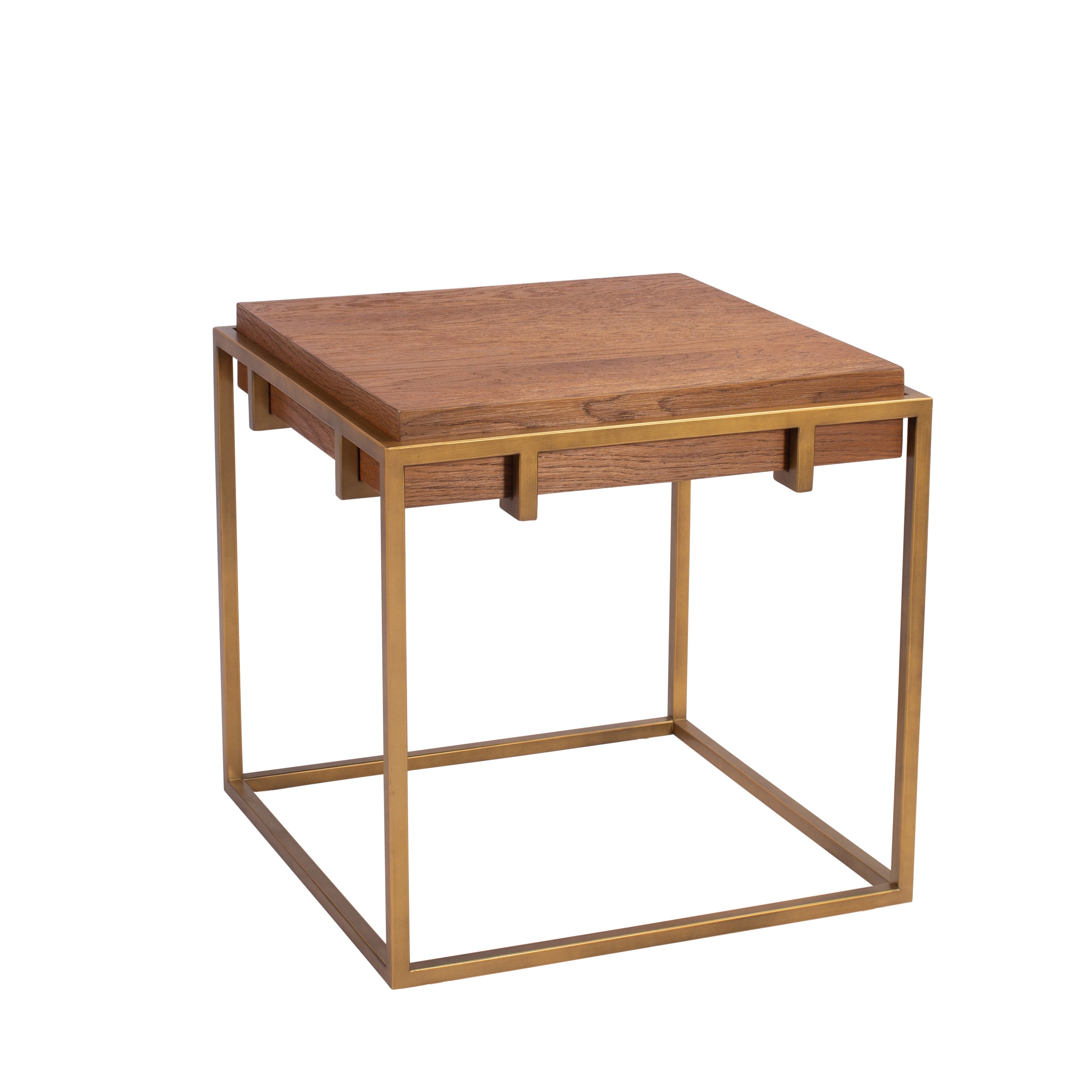 Keira End Table with Reclaimed Oak Block Top - Set of Two