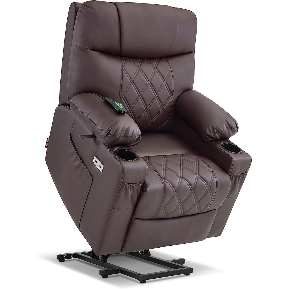 MCombo Lift Recliner Chair with Massage and Dual Heat  Adjustable Headrest  Faux Leather 7111