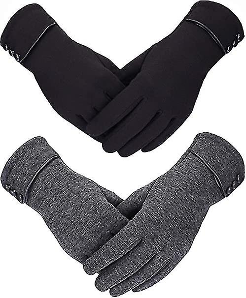 Women Winter Gloves Warmer Plush Glove Lined Windproof Touchscreen Gloves For Women Girls2set Grey+red