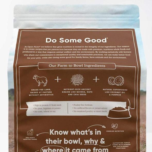 OPEN FARM PASTURE-RAISED LAMB and ANCIENT GRAINS DRY DOG FOOD;