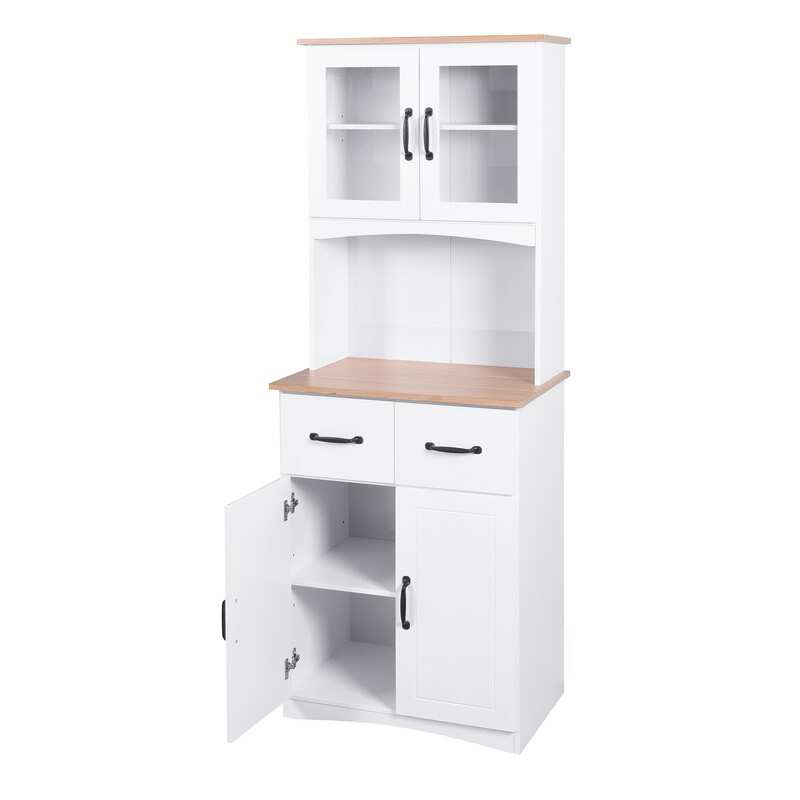 Wooden Kitchen Cabinet Pantry Storage Microwave Cabinet with Drawer