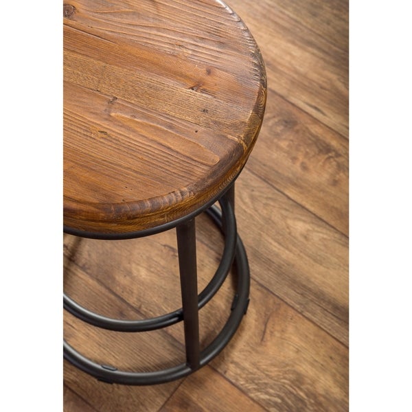 Carbon Loft Horseshoe Reclaimed Wood and Iron Stool