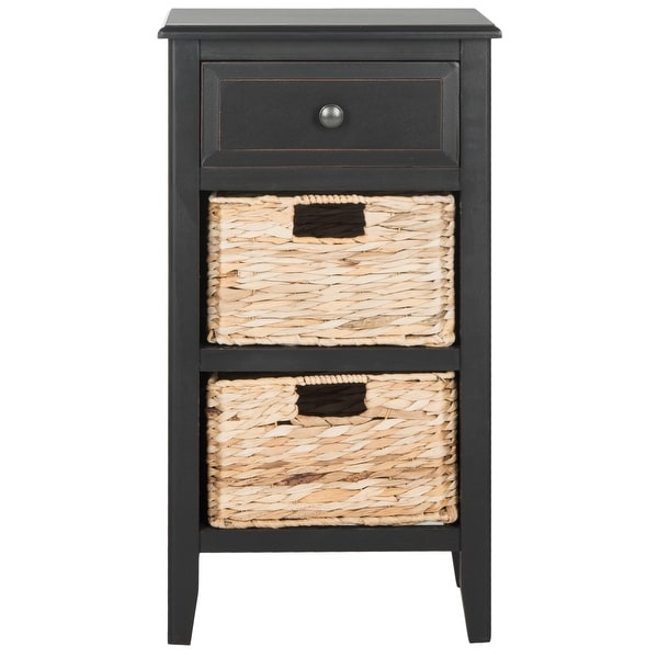 SAFAVIEH Everly Distressed Black Wood Storage Side Table - 15