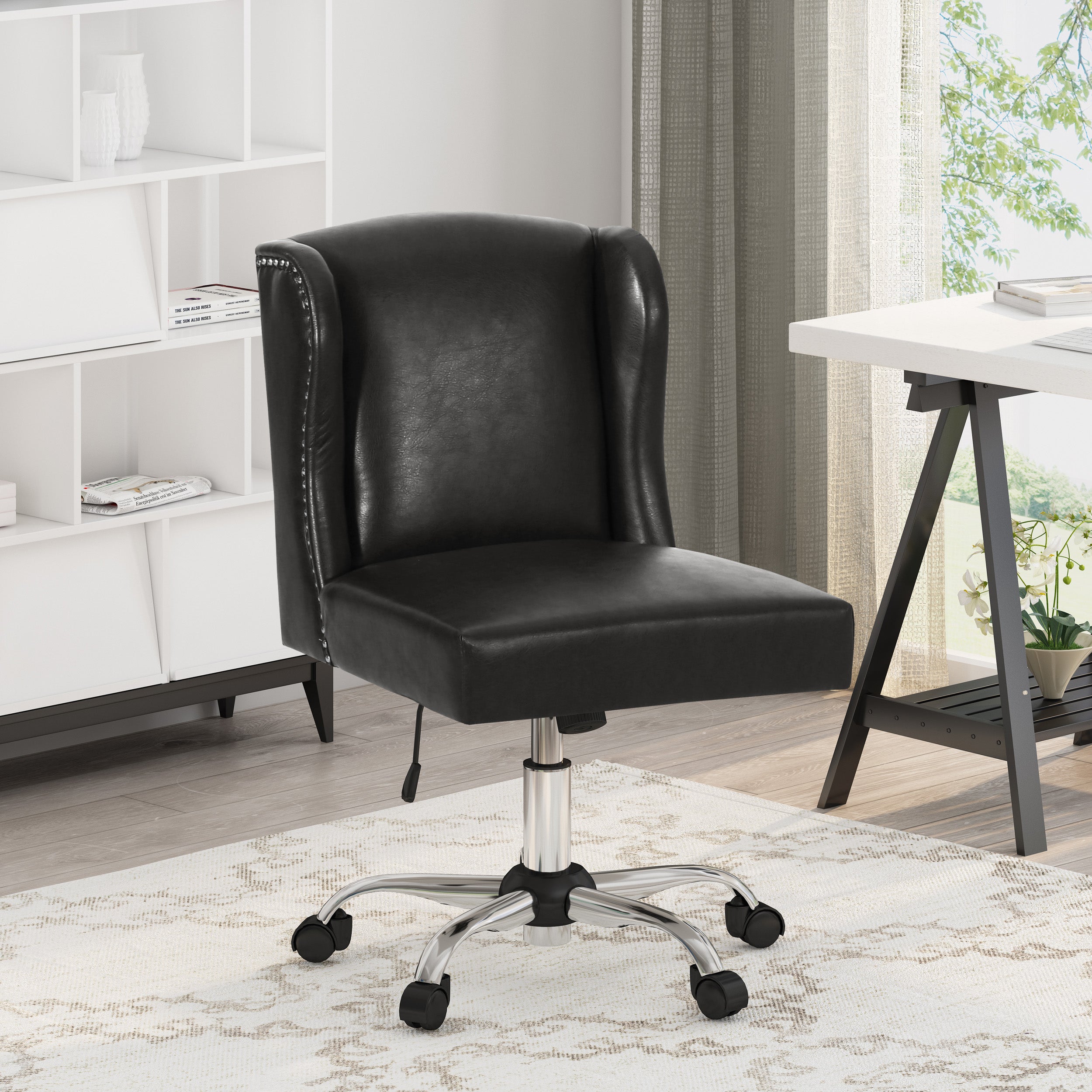 Ryilee Contemporary Wingback Swivel Office Chair