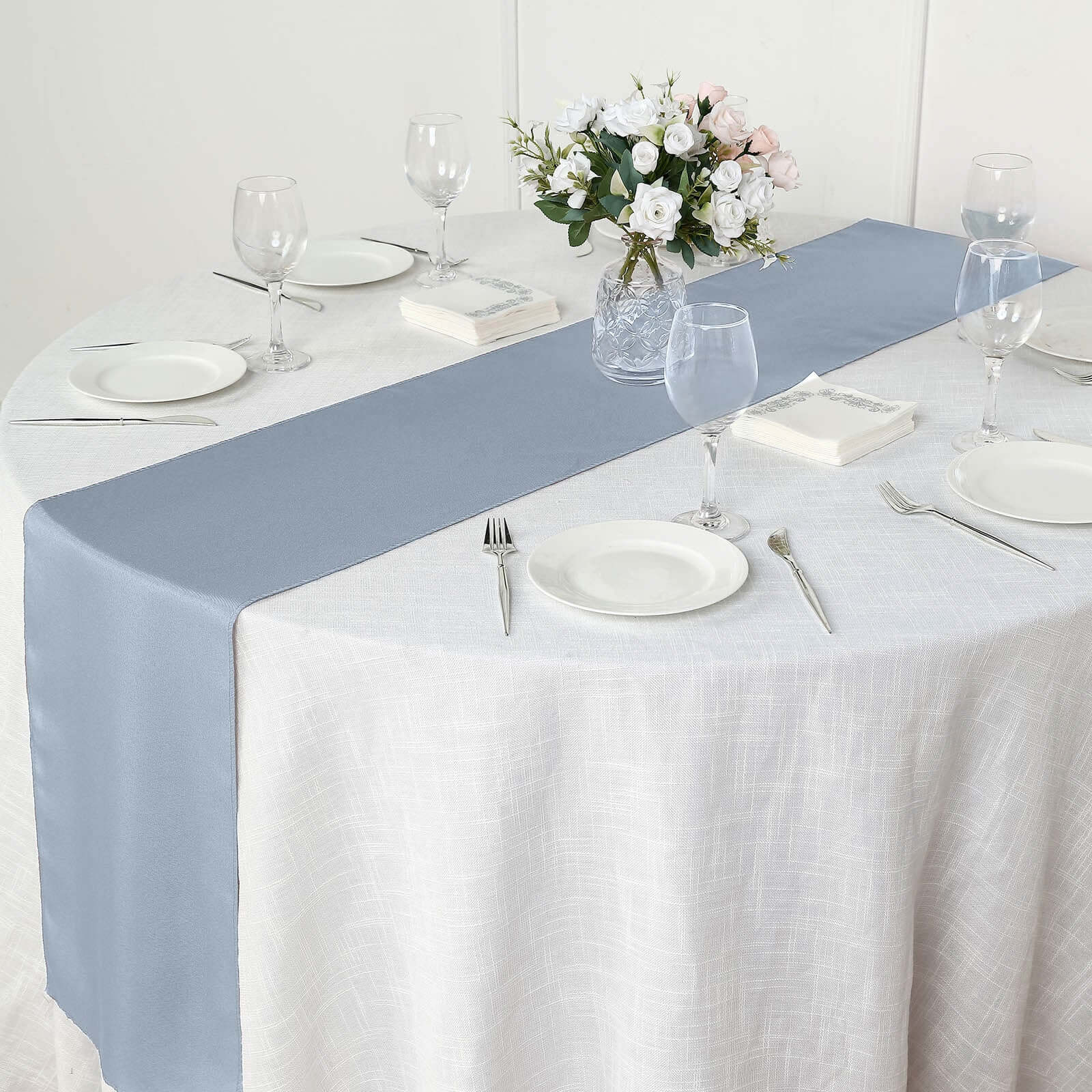 Dusty Blue Polyester Table Runner 12