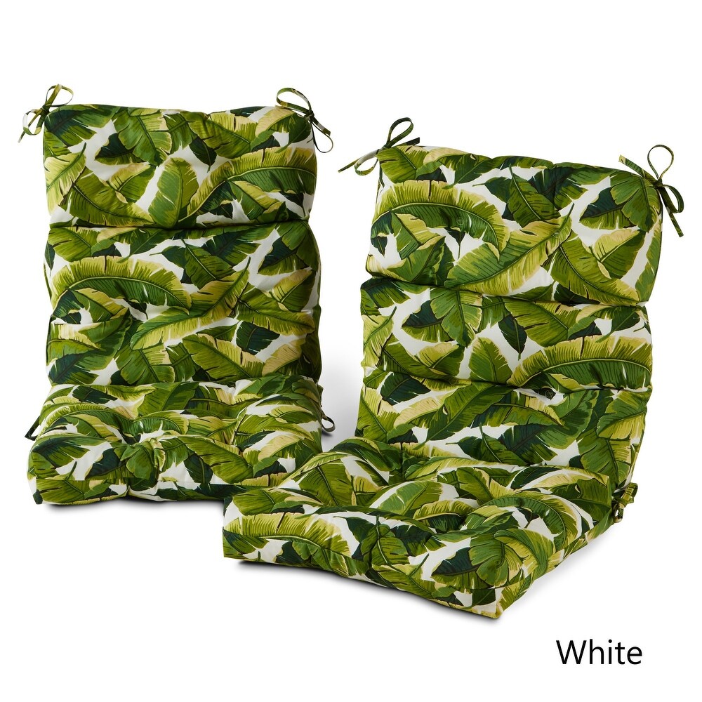 Diggs 3 section 22 inch x 44 inch Outdoor Palm Leaves High Back Chair Cushion (Set of 2) by Havenside Home   44l x 22w