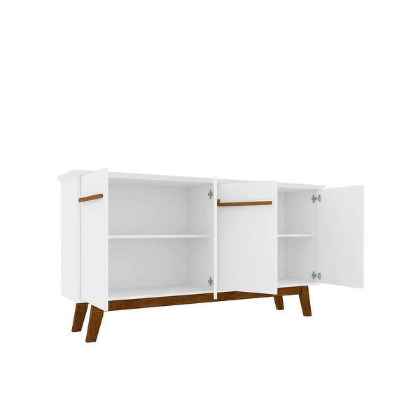 Yonkers 62.99 Sideboard with Solid Wood Legs and 2 Cabinets in Off White and Cinnamon