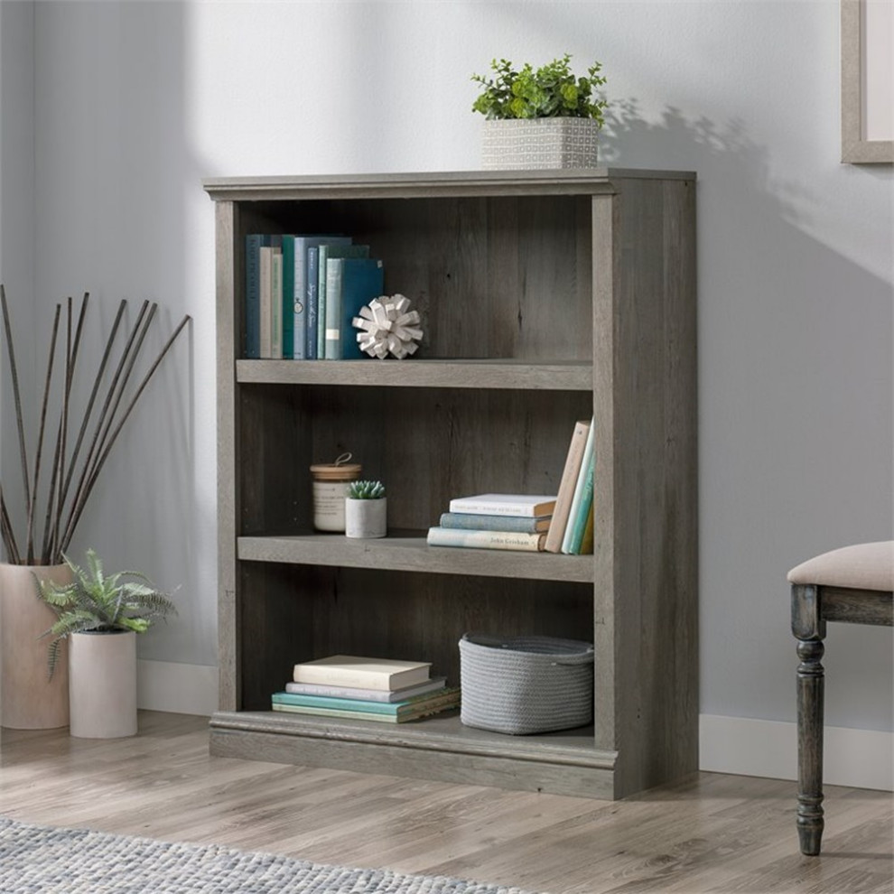 Pemberly Row 3 Shelf Modern Engineered Wood Bookcase in Mystic Oak   Farmhouse   Bookcases   by Homesquare  Houzz