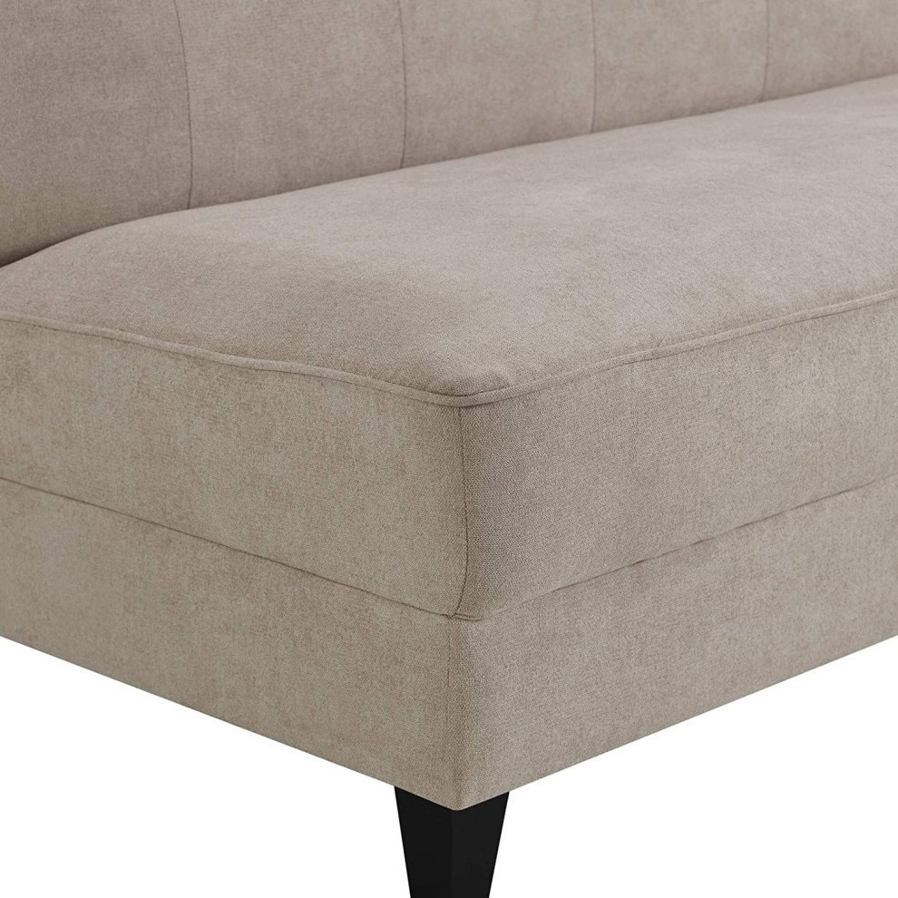 Midcentury Loveseat Settee  Armless Design With Ivory Chenille Fabric Upholster   Transitional   Loveseats   by Decor Love  Houzz