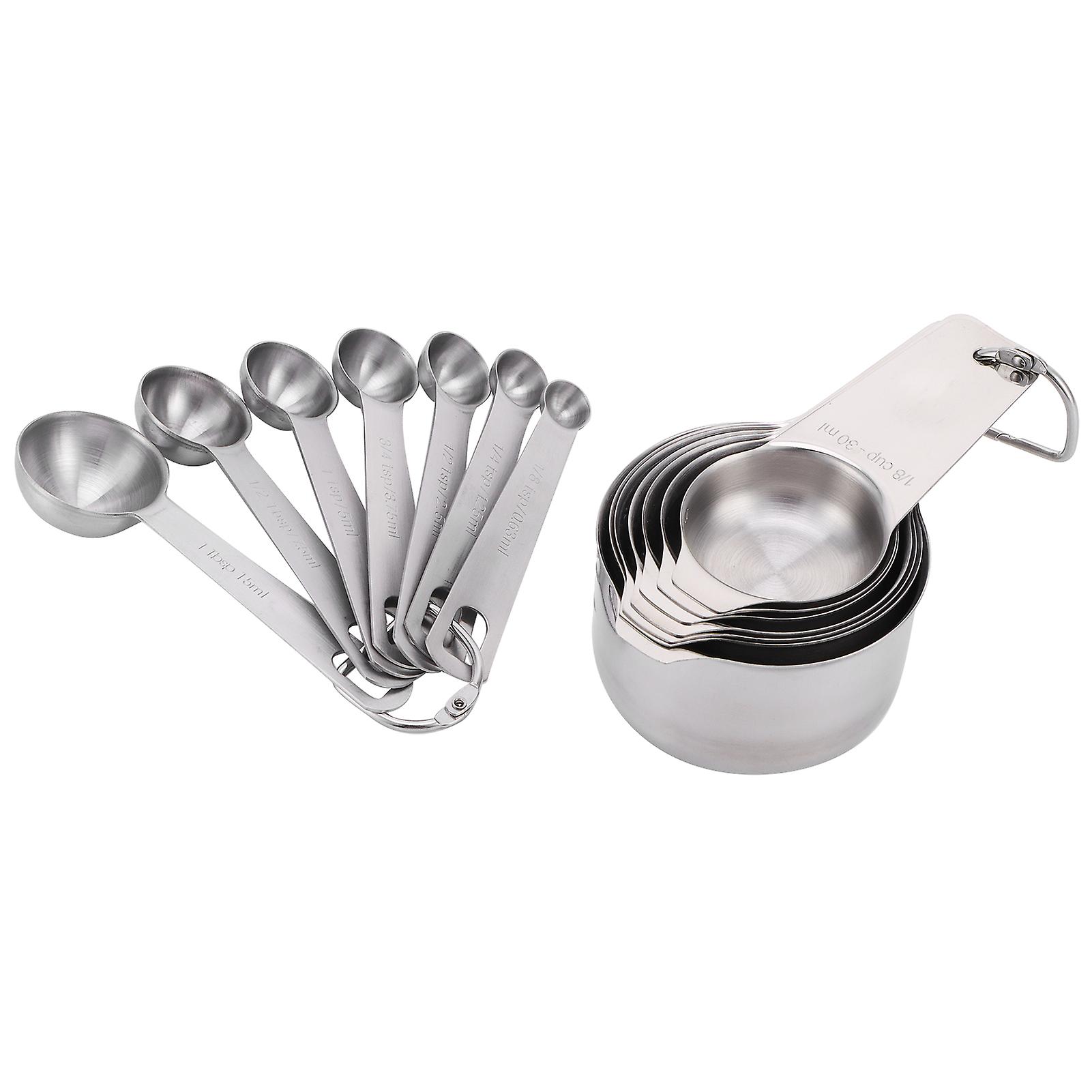 14pcs/set Measuring Cups Spoons Kit With Scales Food Grade Stainless Steel Baking Measuring Tool