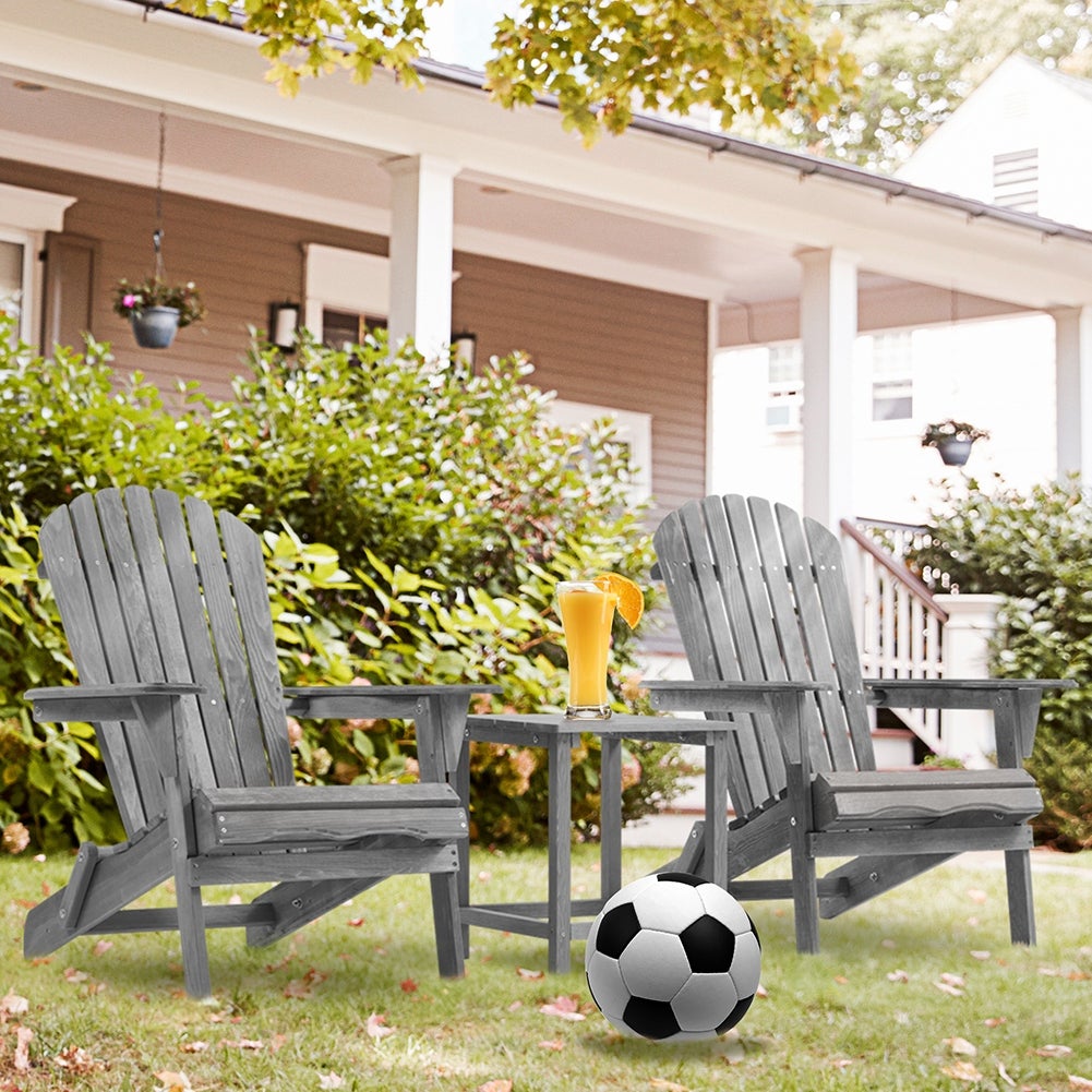 2 Piece Wooden Folding Adirondack Chair，For Outdoor - Overstock - 37594472