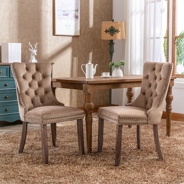 2Pcs High-end Tufted Velvet Dining Chair