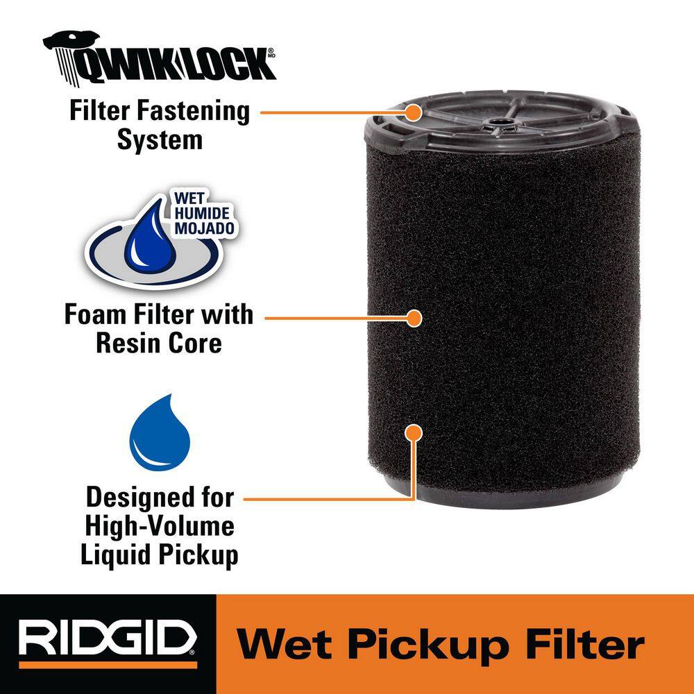 RIDGID Wet Application Foam Filter for Most 5 Gallon and Larger RIDGID WetDry Shop Vacuums VF7000