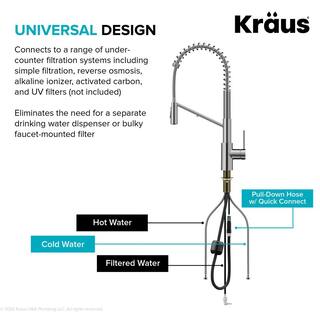 KRAUS Oletto 2-in-1 Commercial Style Pull-Down Single Handle Water Filter Kitchen Faucet in Matte Black KFF-2631MB