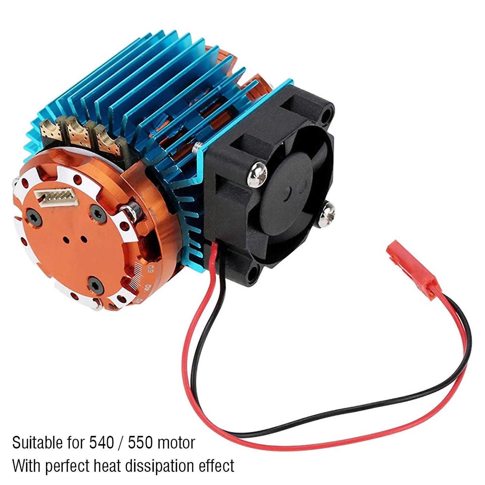 Heat Sink With Cooling Fan For 1/10 Scale Electric Rc Car 540 / 550 Motor (blue)