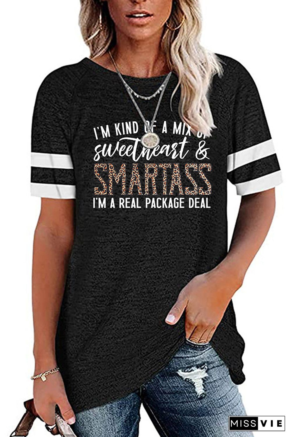 Sweetheart & Smartass Leopard Graphic Tee Wholesale