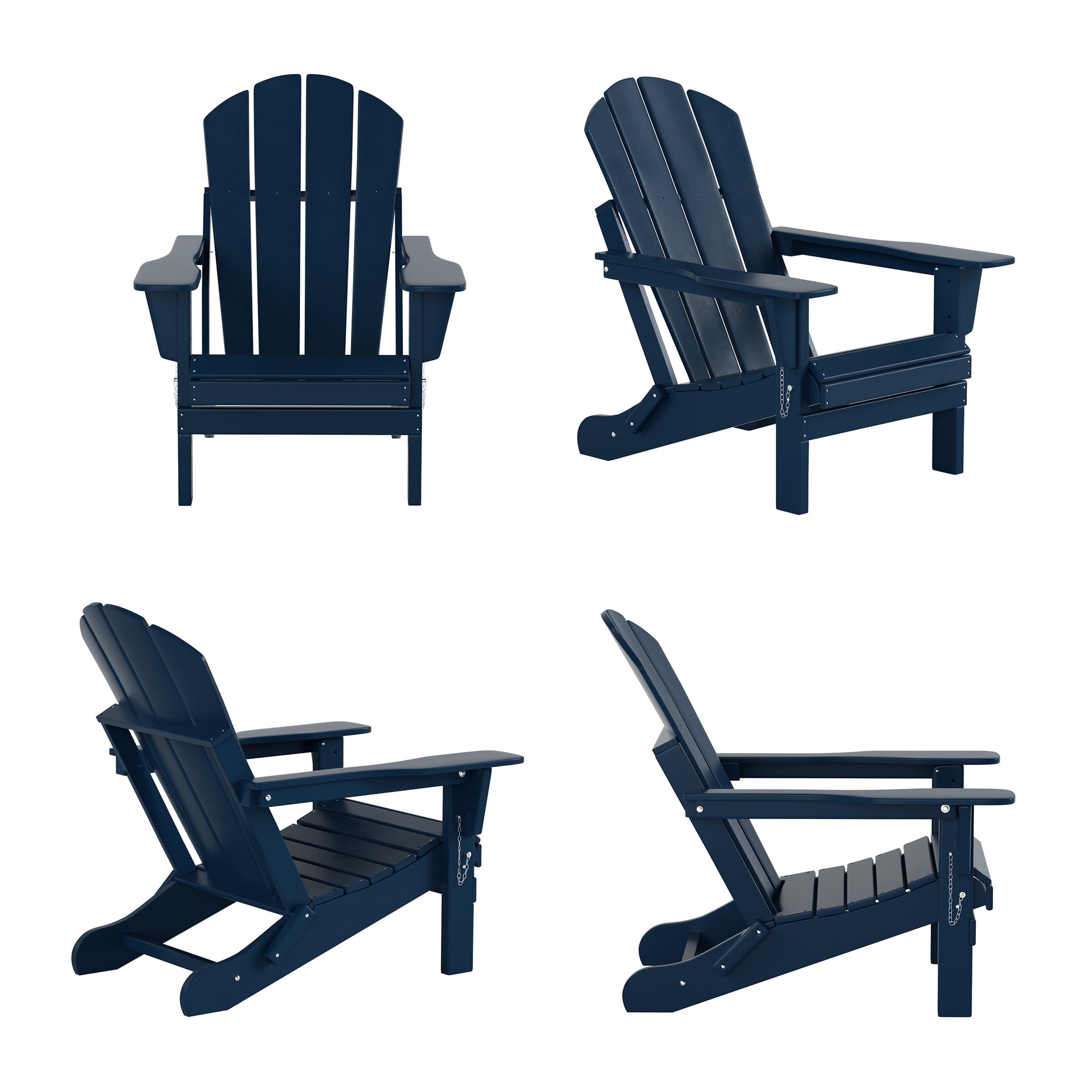 WestinTrends Outdoor Adirondack Chair, Plastic Fire Pit Chair, Weather Resistant Folding Patio Lawn Chair for Outside Deck Garden Backyard Balcony, Navy Blue