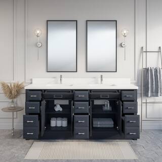 Studio Bathe Calais 75 in. W x 22 in. D Vanity in Pepper Gray with Solid Surface Vanity Top CALAIS 75 PG-SSC