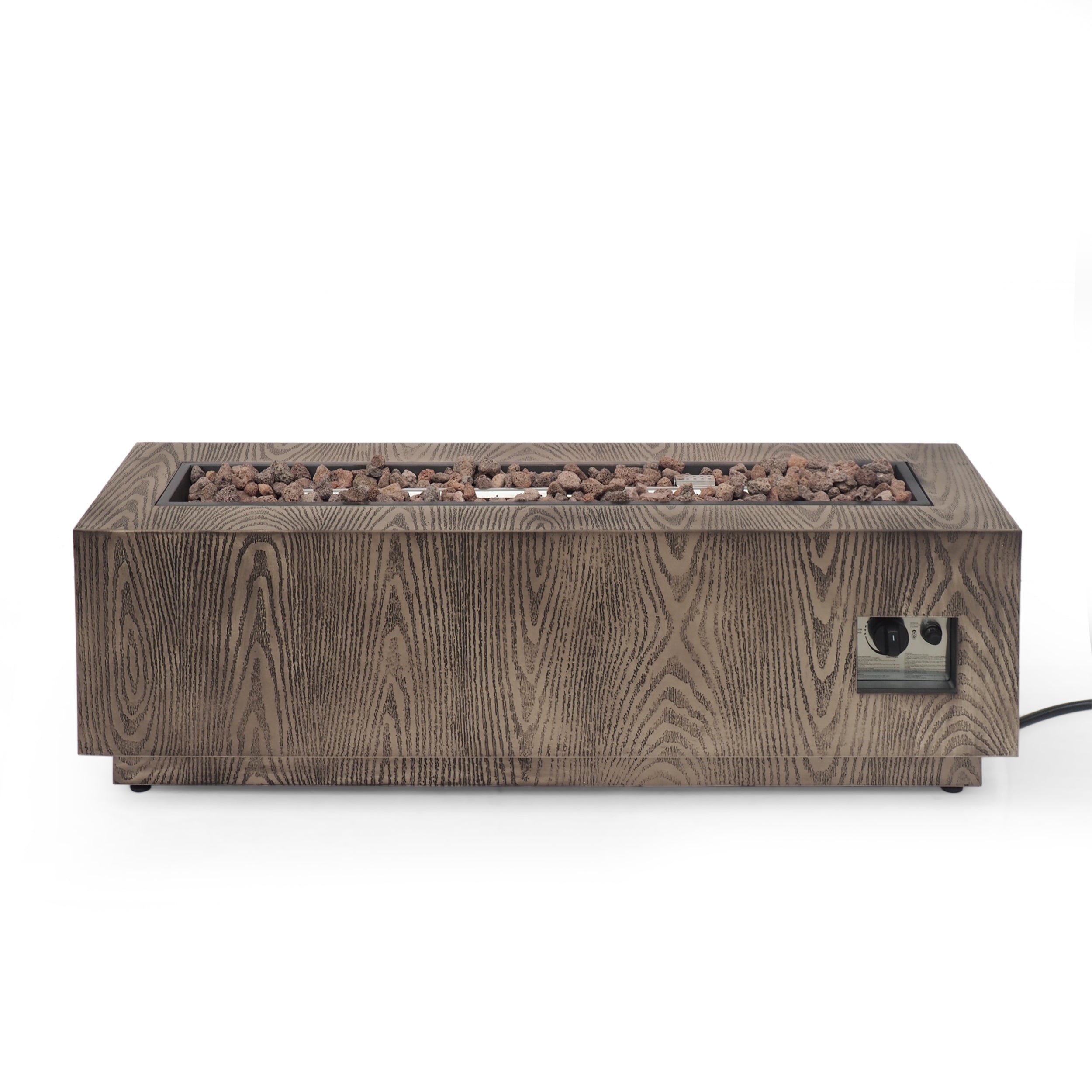 Jasmine Rectangular Wood Finish Propane Fire Pit