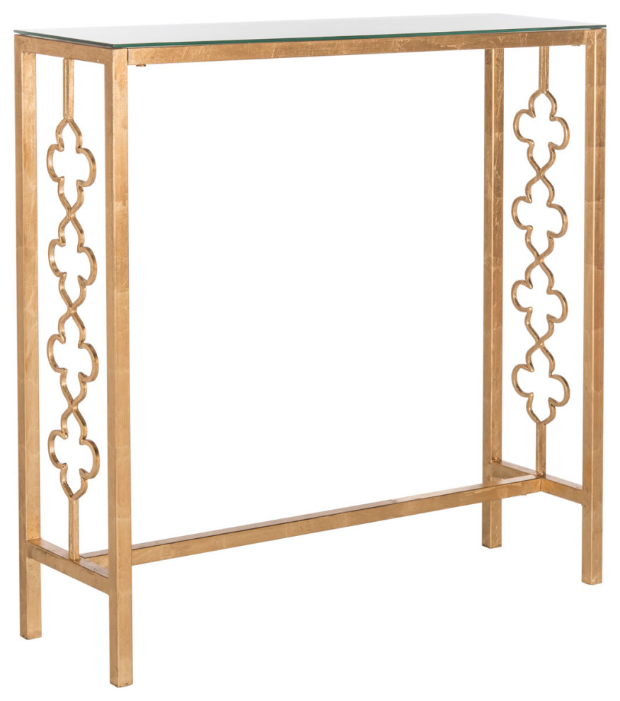 Gina Console Table Antique Gold Leaf   Mediterranean   Console Tables   by Peachtree Fine Furniture  Houzz