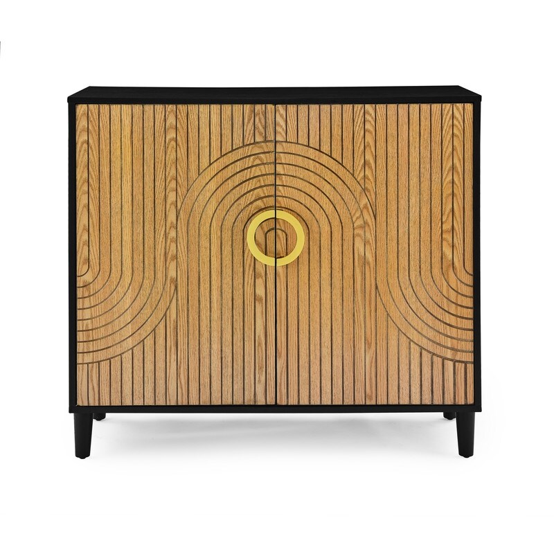2 Doors Elegant Buffet Sideboard  Black+Natural