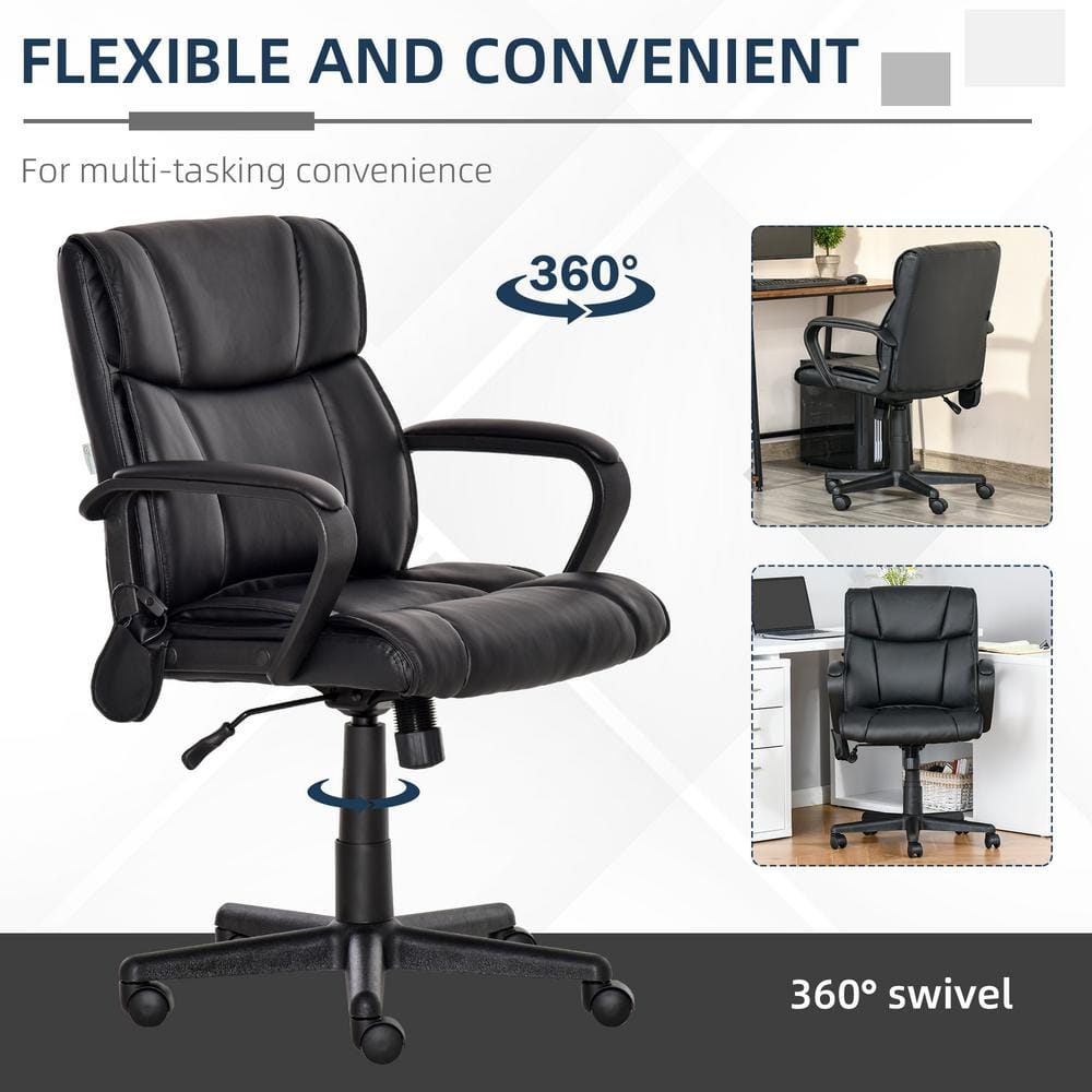 Vinsetto Black PU Sponge Steel Nylon Massaging Office Chair with Adjustable Height 921-442