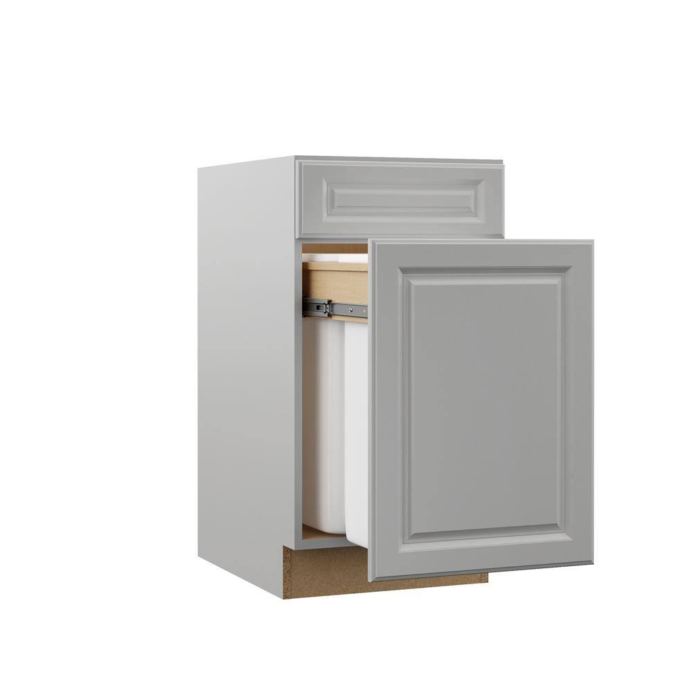 Hampton Bay Designer Series Elgin Assembled 18x34.5x23.75 in. Dual Pull Out Trash Can Base Kitchen Cabinet in Heron Gray BWD18-ELGR