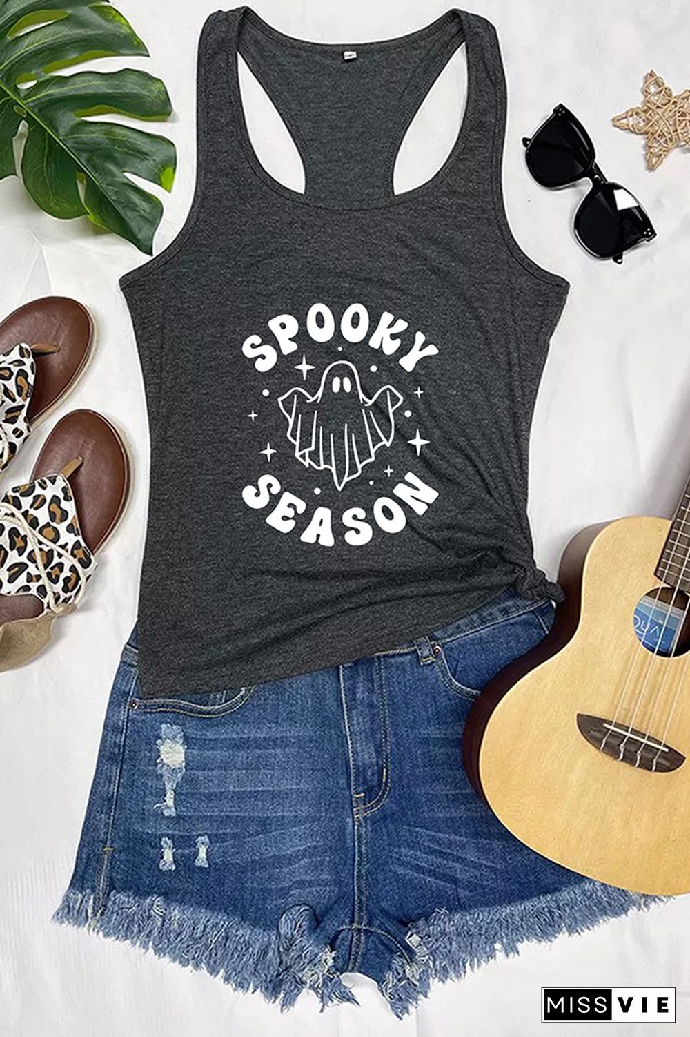 Spooky Season,Halloween Vibes O-neck Sleeveless Tank Top Wholesale