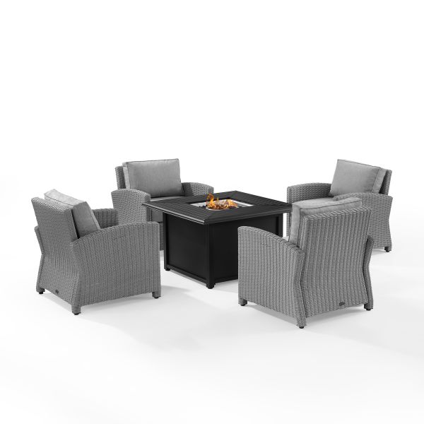 Bradenton 5Pc Wicker Convers Set W/Fire Table