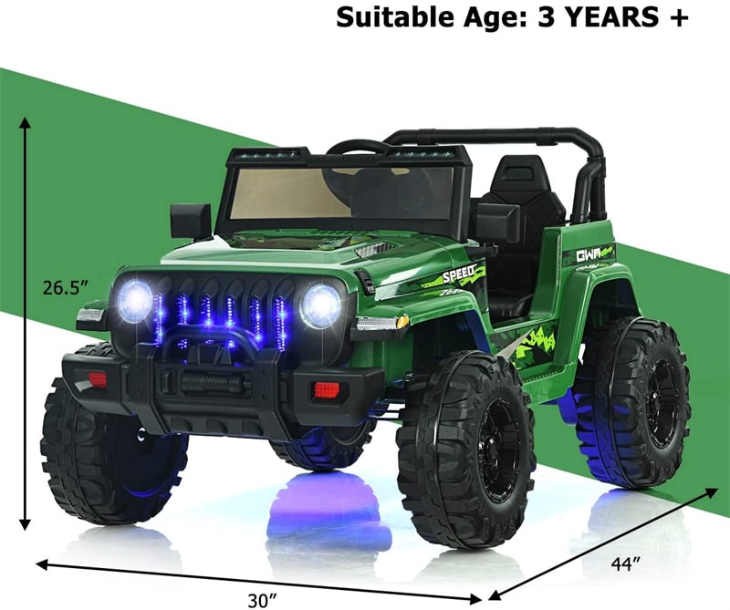 Kids Ride on Jeep Truck 12V Battery Powered Electric Riding Toy Car with 2.4G Remote Control