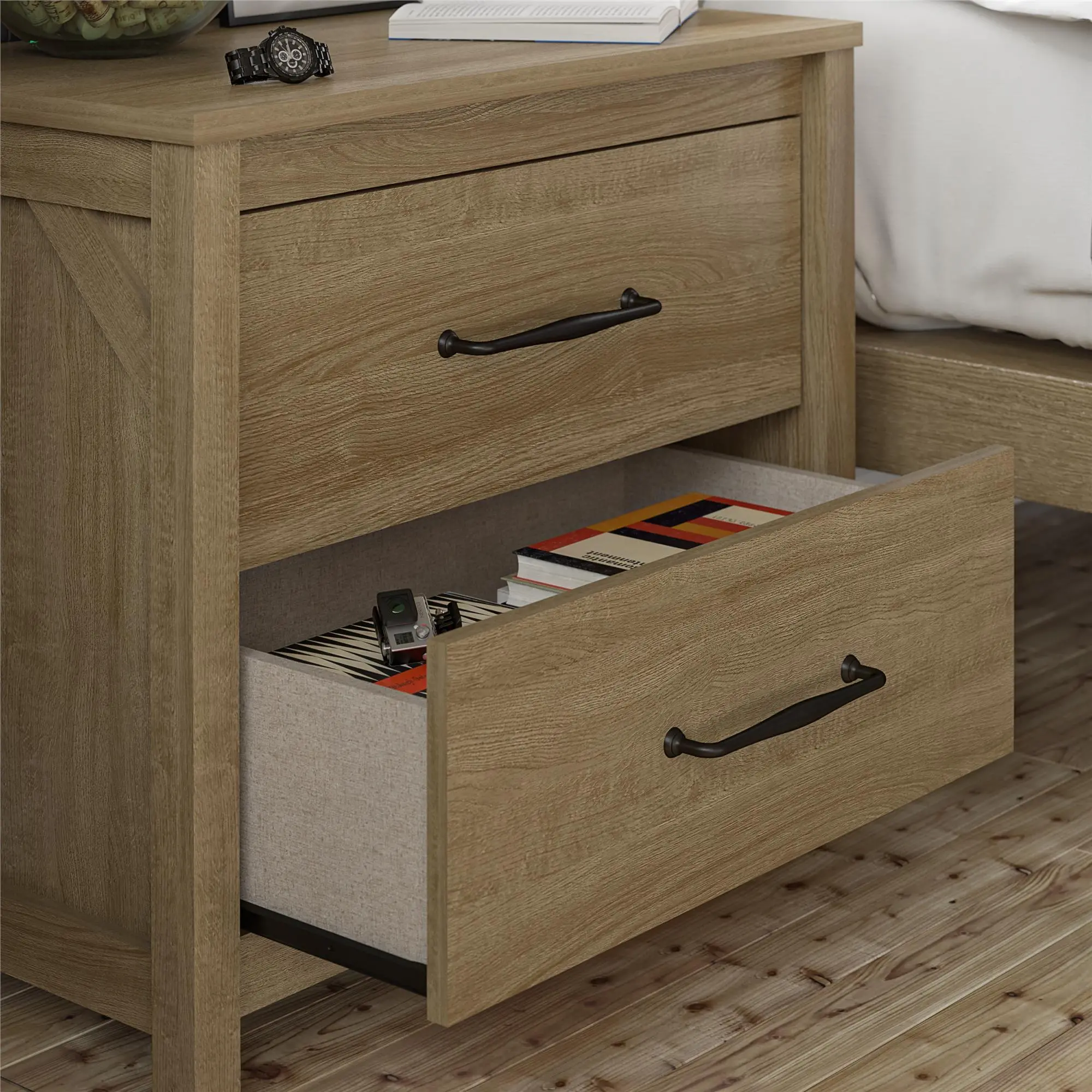 Augusta Natural 2 Drawer Nightstand