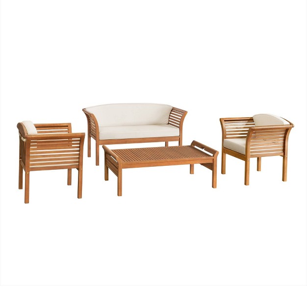 Stamford 4pc Eucalyptus Wood Outdoor Set Natural Alaterre Furniture