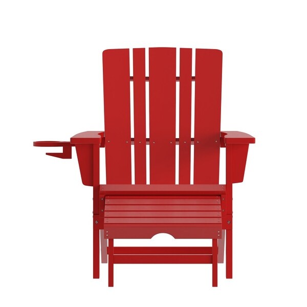 Commercial AllWeather Adirondack Chair with Pullout Ottoman and Cupholder