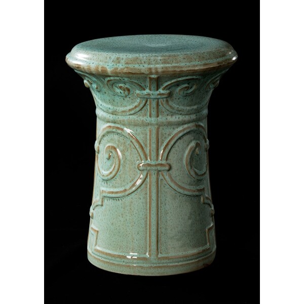 SAFAVIEH Imperial Blue Green Scroll Ceramic Decorative Garden Stool