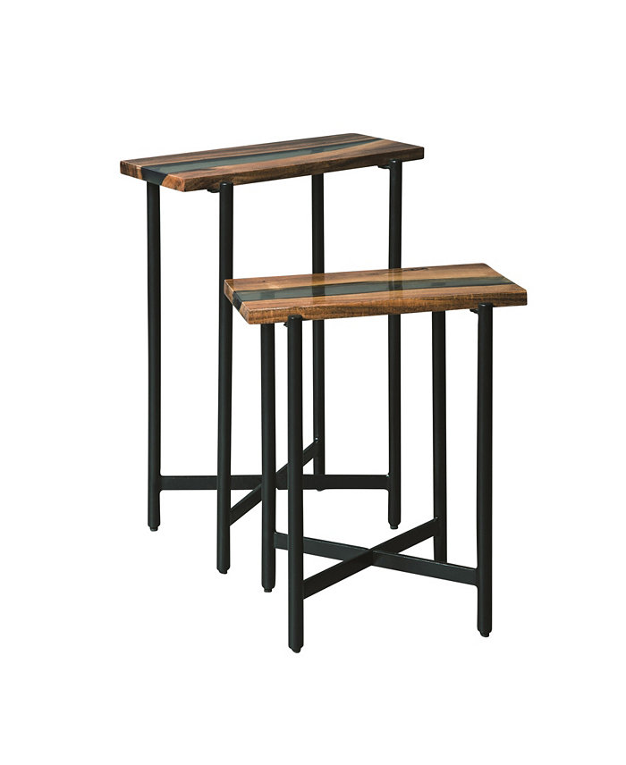 Alaterre Furniture Rivers Edge Acacia Wood and Acrylic Nesting End Tables Set