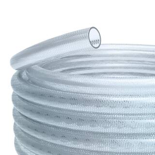 Alpine Corporation 12 in. I.D. x 100 ft. Clear Braided High Pressure Heavy Duty Reinforced PVC Vinyl Tubing for All Applications VR012