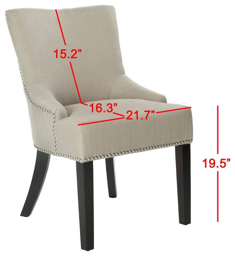 Set of 2 Dining Chair  Padded Seat With Curved Back and Nailhead Trim  Beige   Transitional   Dining Chairs   by Declusia  Houzz