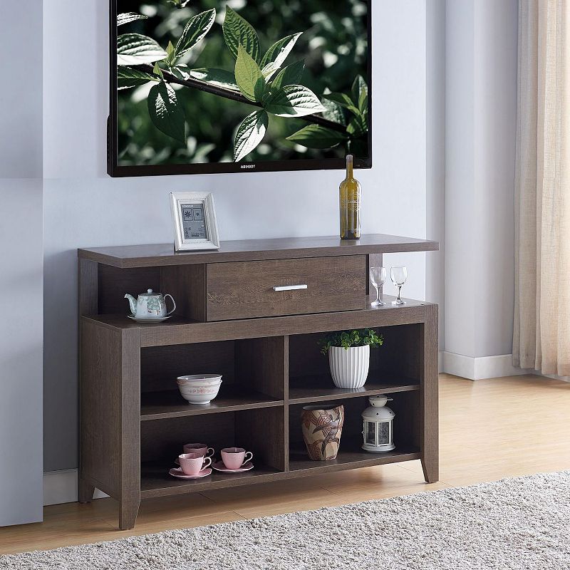 FC Design Walnut Oak TV Stand/Buffet with 4 Center Shelves and Drawer Entertainment Center