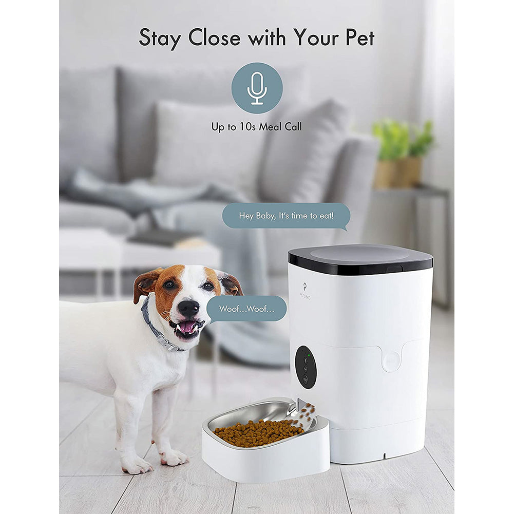 Automatic cat feeder， timed cat feeder with desiccant bag for dry pet food， programmable portion control from 1 to 4 meals per day and 10S voice recorder for cats and dogs Wifi.